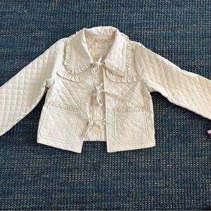 Avec Les Files Quilted Cotton Tie Front Jacket Cream XS